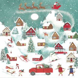 Village Snow Fun Christmas Card